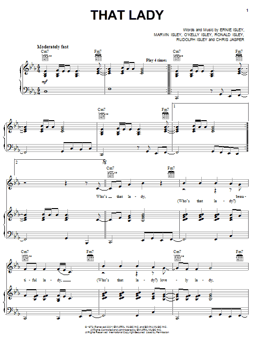 The Isley Brothers That Lady, Pt. 1/That Lady, Pt. 2 sheet music notes and chords. Download Printable PDF.