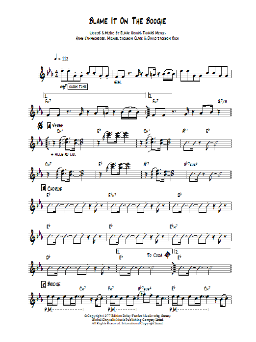 The Jackson 5 Blame It On The Boogie sheet music notes and chords. Download Printable PDF.