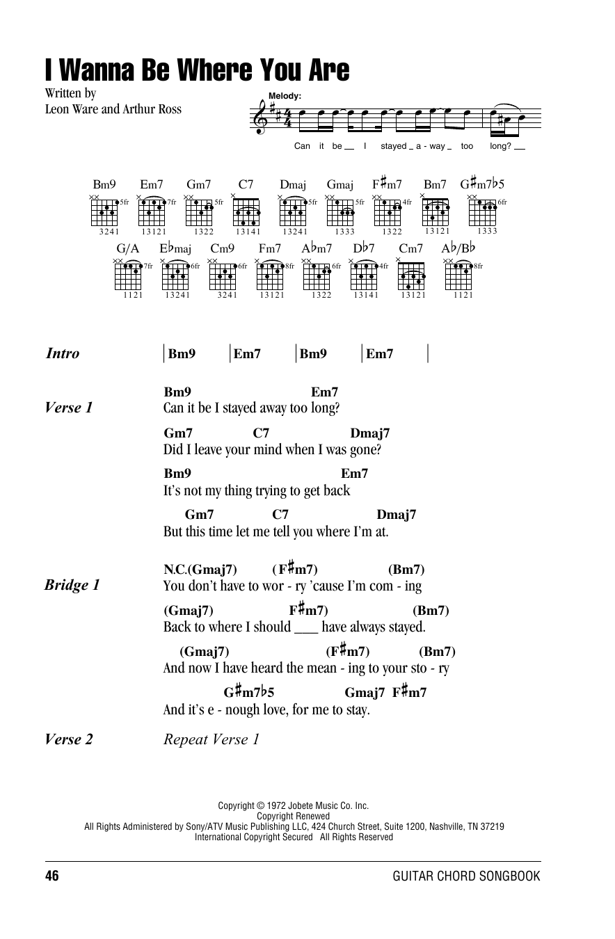 The Jackson 5 I Wanna Be Where You Are sheet music notes and chords. Download Printable PDF.