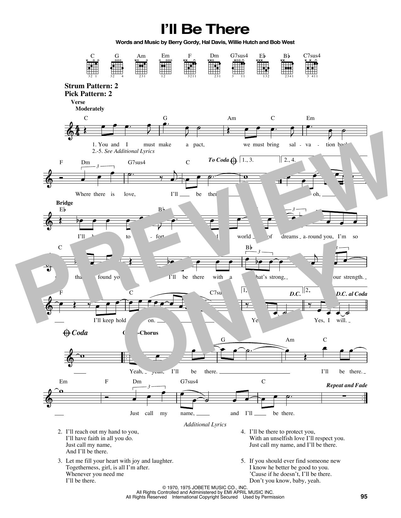 The Jackson 5 I'll Be There sheet music notes and chords. Download Printable PDF.