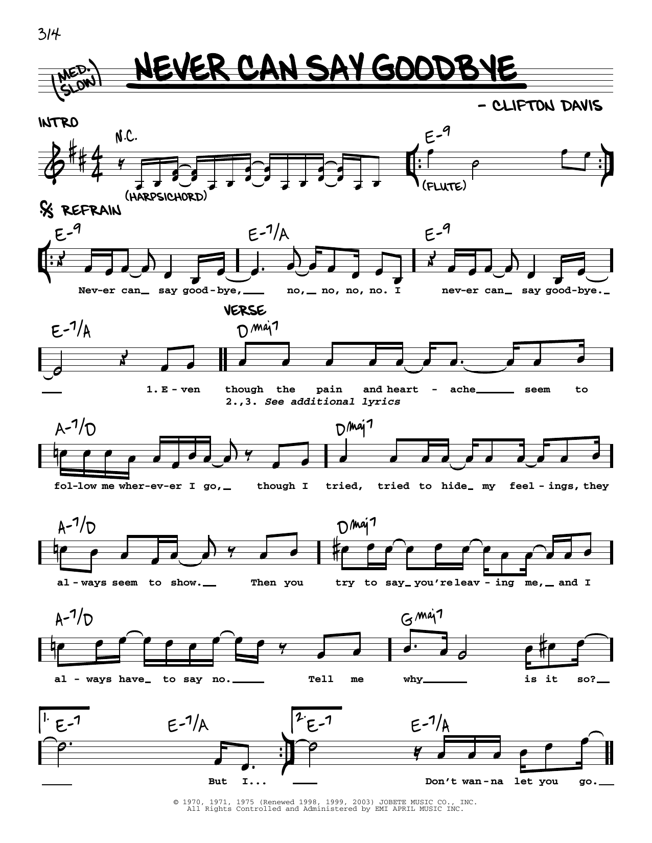 The Jackson 5 Never Can Say Goodbye sheet music notes and chords. Download Printable PDF.