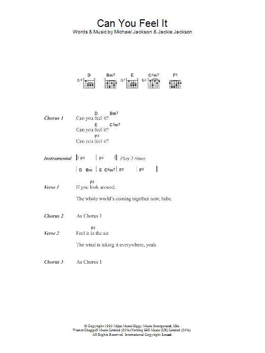 The Jackson 5 Can You Feel It sheet music notes and chords. Download Printable PDF.