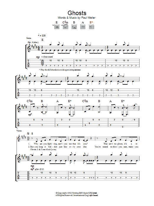 Learn to play The Jam Ghosts sheet music for Guitar Tab in minutes. Price: 7.8900$ The Jam Ghosts sheet music notes and chords arranged for Guitar Tab