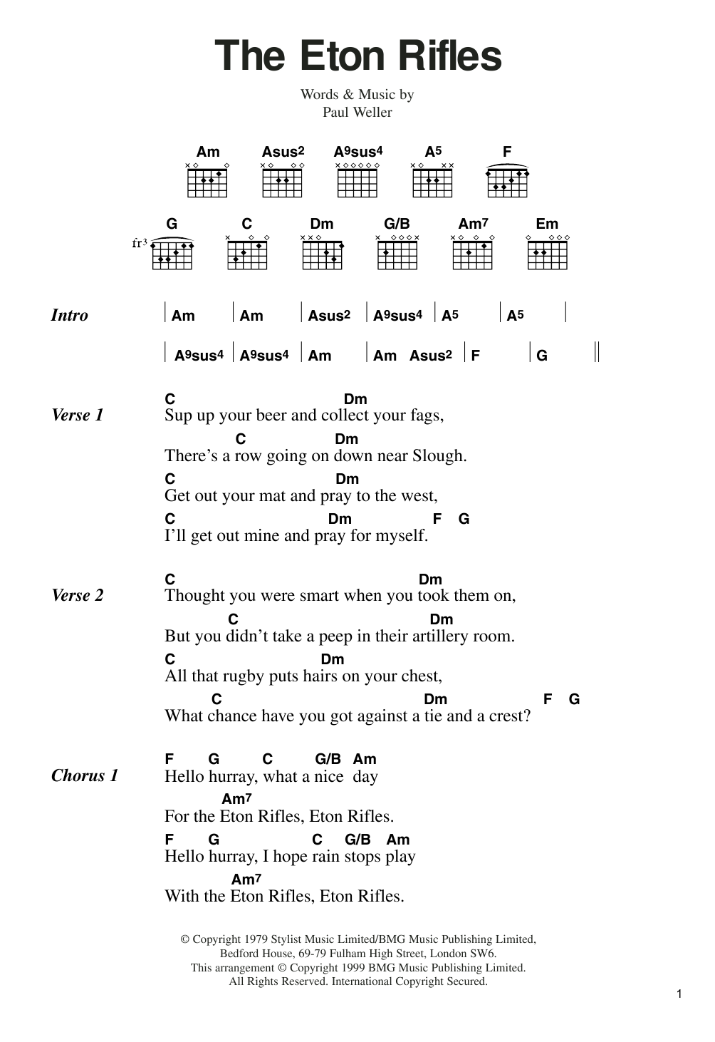 The Jam The Eton Rifles sheet music notes and chords. Download Printable PDF.