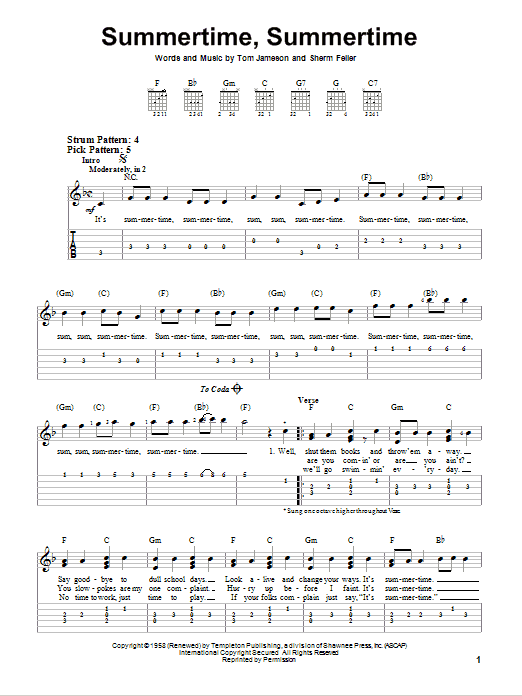 The Jamies Summertime, Summertime sheet music notes and chords. Download Printable PDF.