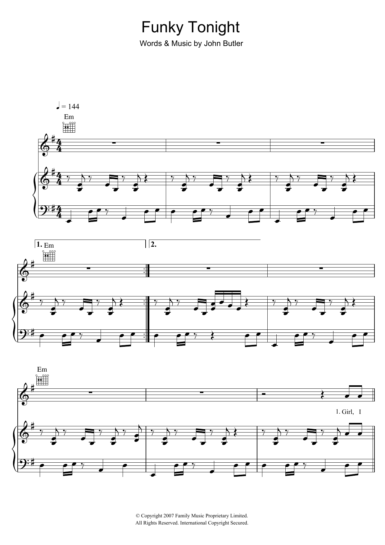Learn to play The John Butler Trio Funky Tonight sheet music for Piano, Vocal & Guitar Chords in minutes. Price: 7.8900$ The John Butler Trio Funky Tonight sheet music notes and chords arranged for Piano, Vocal & Guitar Chords