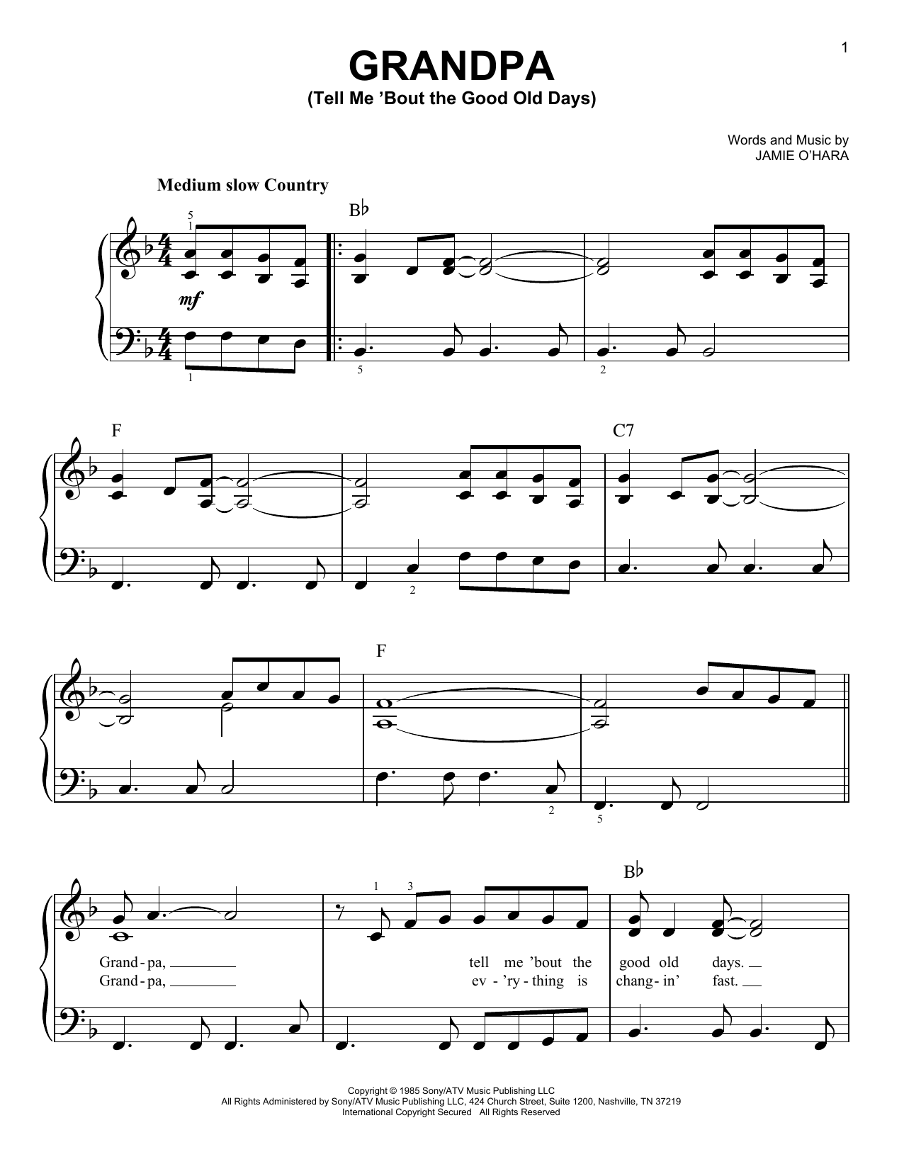 The Judds Grandpa (Tell Me 'Bout The Good Old Days) sheet music notes and chords. Download Printable PDF.