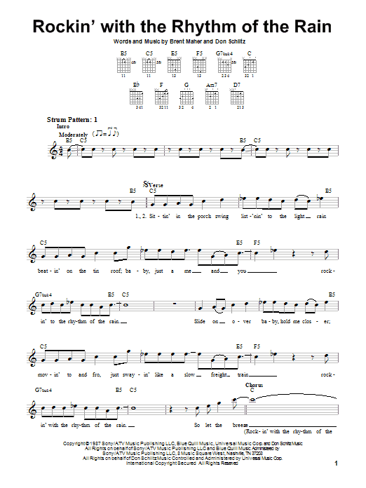 The Judds Rockin' With The Rhythm Of The Rain sheet music notes and chords. Download Printable PDF.