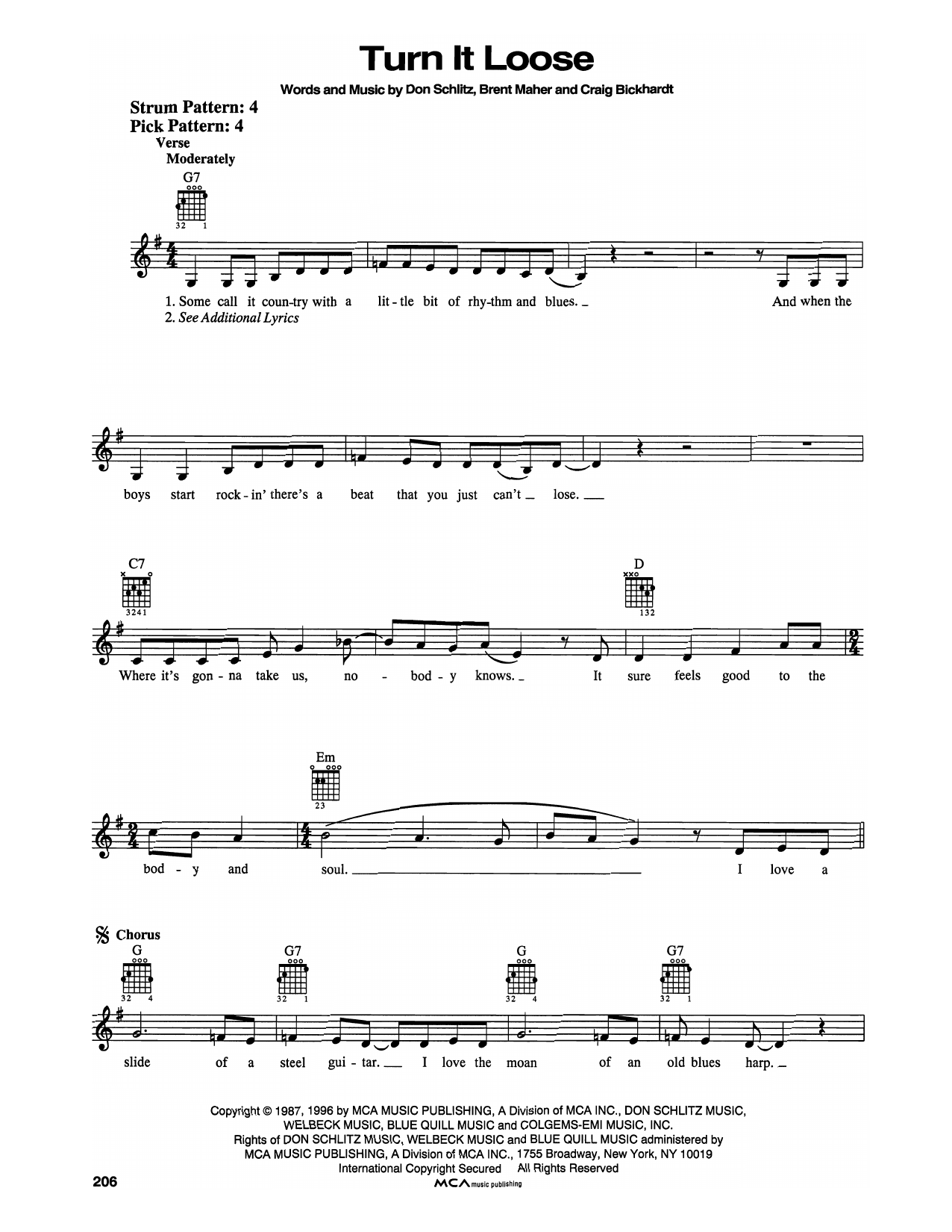 The Judds Turn It Loose sheet music notes and chords. Download Printable PDF.