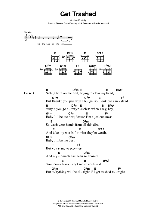 The Killers Get Trashed sheet music notes and chords. Download Printable PDF.