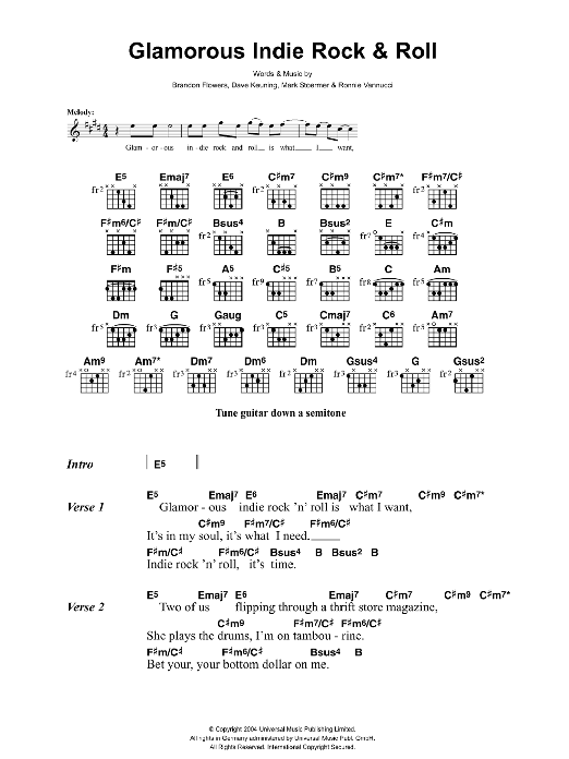 The Killers Glamorous Indie Rock And Roll sheet music notes and chords. Download Printable PDF.