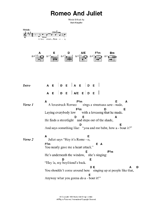 The Killers Romeo And Juliet sheet music notes and chords. Download Printable PDF.