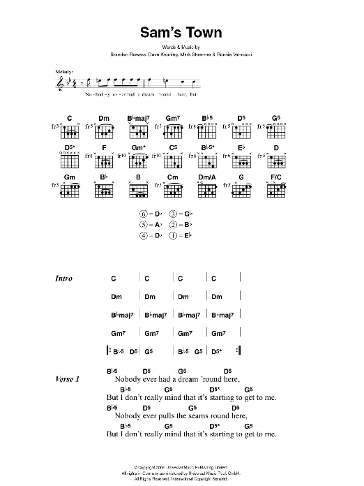 The Killers Sam's Town sheet music notes and chords. Download Printable PDF.