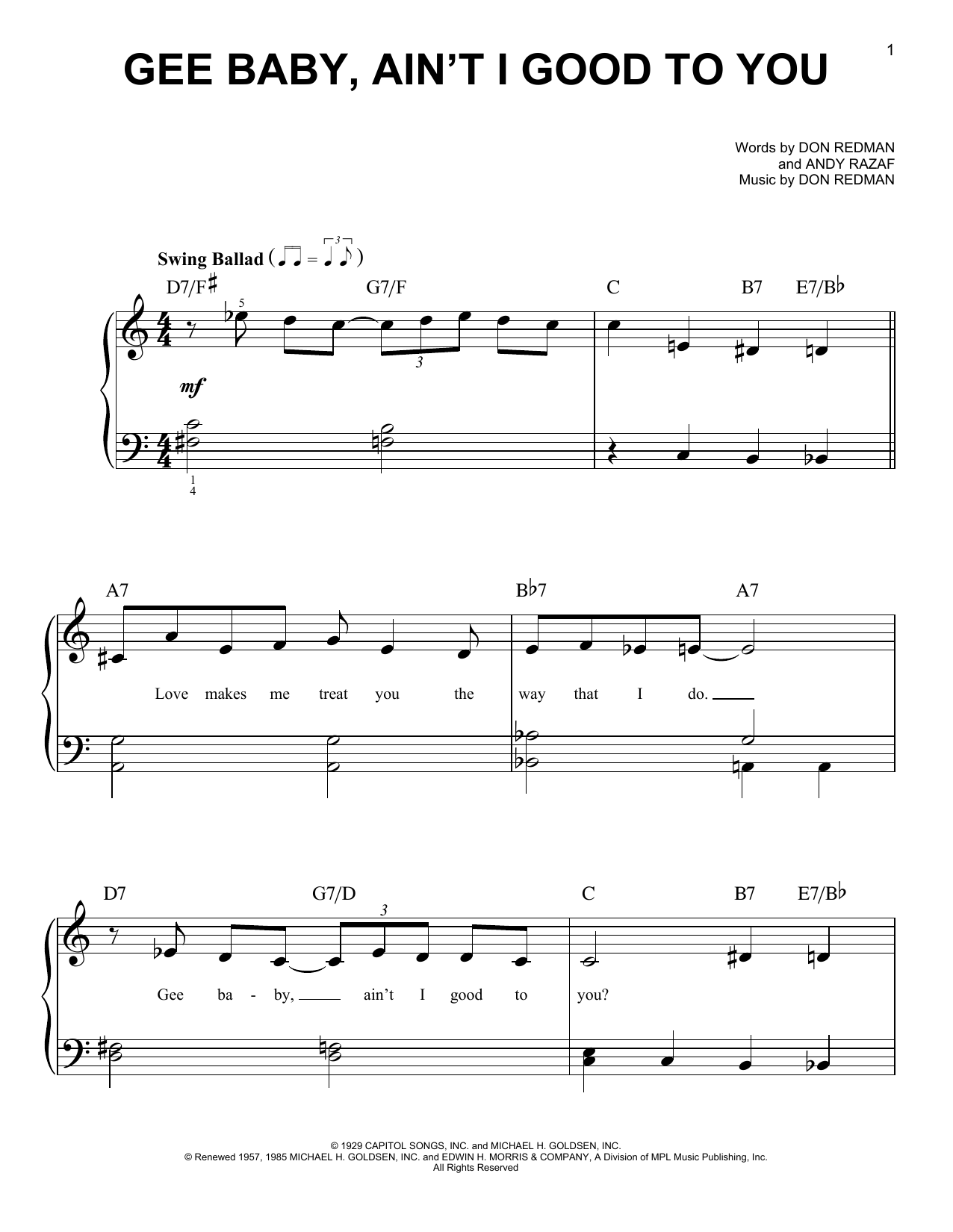 The King Cole Trio Gee Baby, Ain't I Good To You sheet music notes and chords. Download Printable PDF.