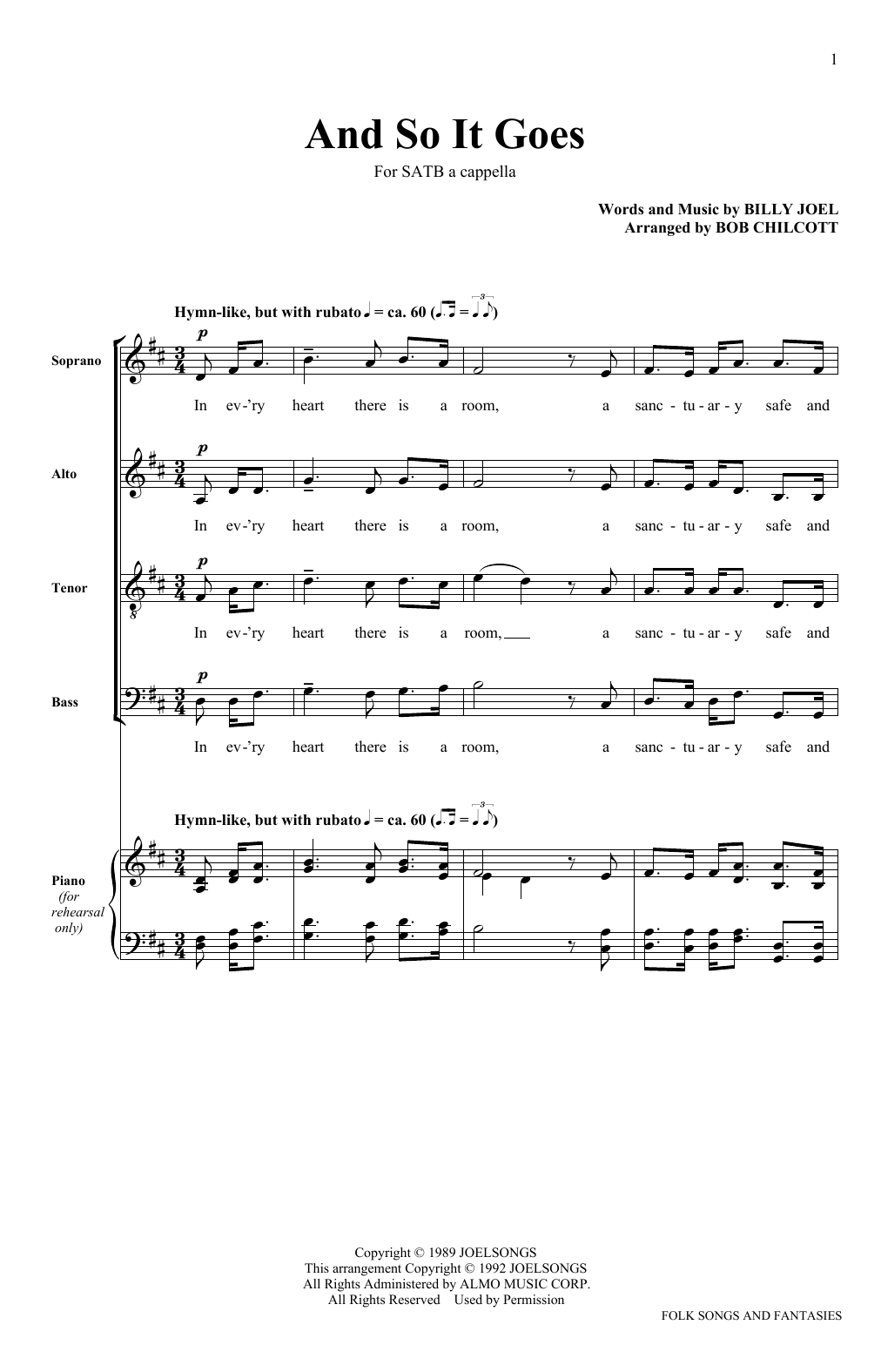 The King's Singers And So It Goes sheet music notes and chords. Download Printable PDF.