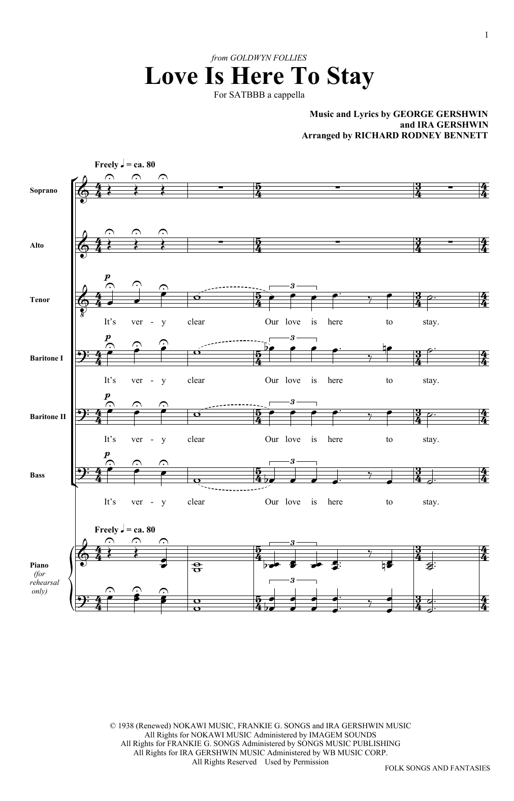 Learn to play The King's Singers Love Is Here To Stay sheet music for SATB Choir in minutes. Price: 3.9900$ The King's Singers Love Is Here To Stay sheet music notes and chords arranged for SATB Choir