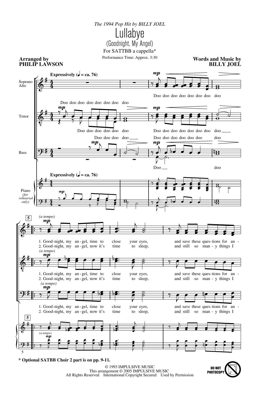 Philip Lawson Lullabye (Goodnight, My Angel) sheet music notes and chords. Download Printable PDF.