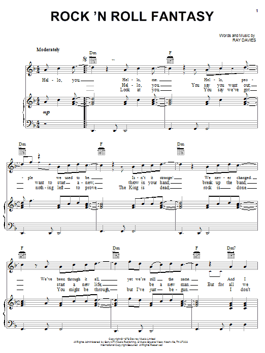 Learn to play The Kinks Rock 'N Roll Fantasy sheet music for Guitar Tab in minutes. Price: 6.9900$ The Kinks Rock 'N Roll Fantasy sheet music notes and chords arranged for Guitar Tab