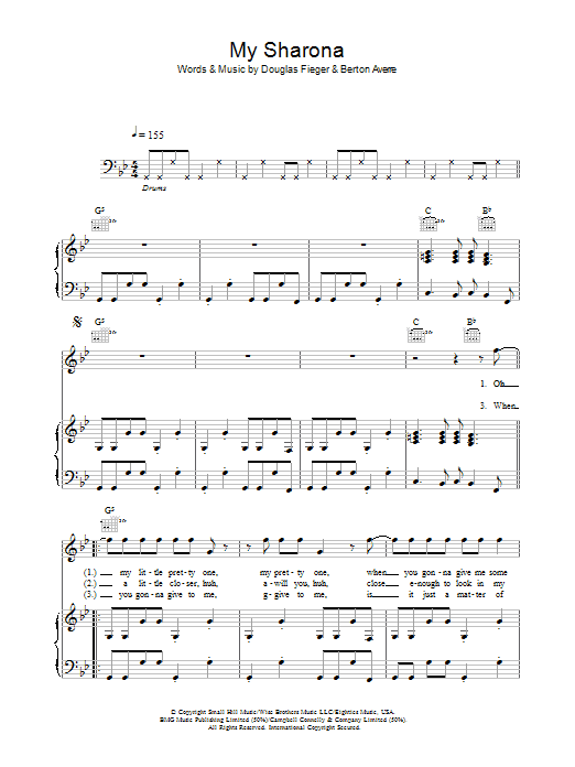 The Knack My Sharona sheet music notes and chords. Download Printable PDF.