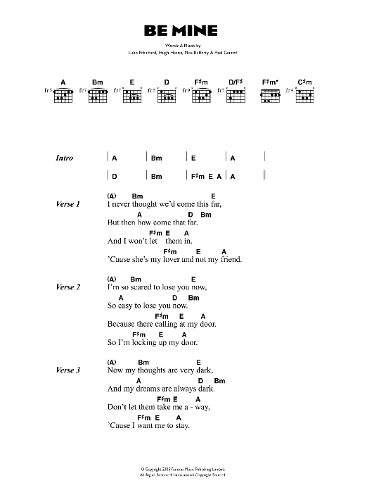 The Kooks Be Mine sheet music notes and chords. Download Printable PDF.