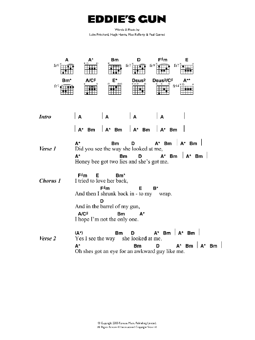 The Kooks Eddie's Gun sheet music notes and chords. Download Printable PDF.