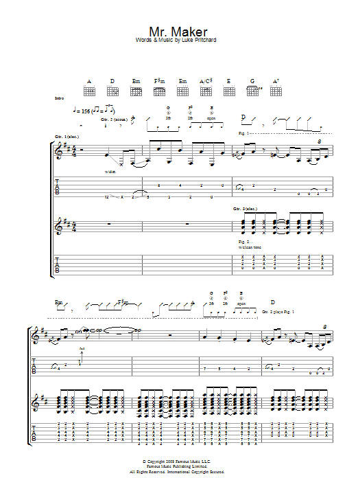 Learn to play The Kooks Mr Maker sheet music for Guitar Tab in minutes. Price: 7.8900$ The Kooks Mr Maker sheet music notes and chords arranged for Guitar Tab