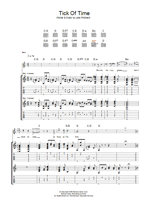 Learn to play The Kooks Tick Of Time sheet music for Guitar Tab in minutes. Price: 7.8900$ The Kooks Tick Of Time sheet music notes and chords arranged for Guitar Tab