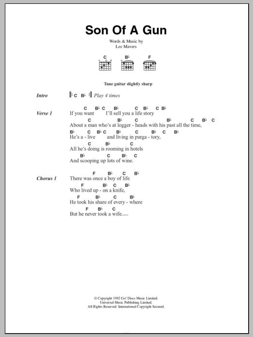 The La's Son Of A Gun sheet music notes and chords. Download Printable PDF.