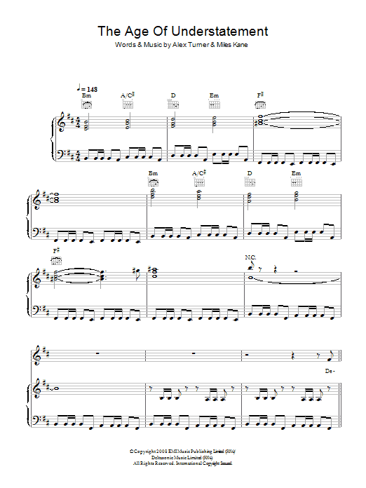 Learn to play The Last Shadow Puppets The Age Of The Understatement sheet music for Piano, Vocal & Guitar Chords in minutes. Price: 7.8900$ The Last Shadow Puppets The Age Of The Understatement sheet music notes and chords arranged for Piano, Vocal & Guitar Chords