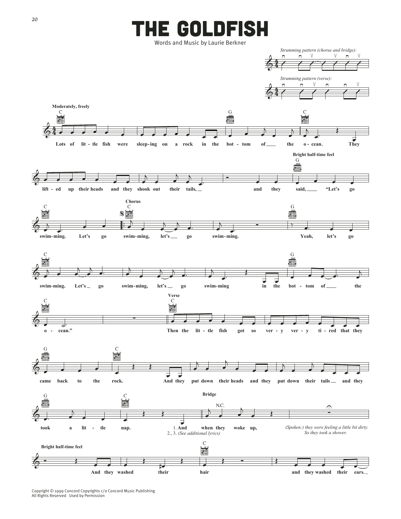The Laurie Berkner Band The Goldfish sheet music notes and chords arranged for Lead Sheet / Fake Book