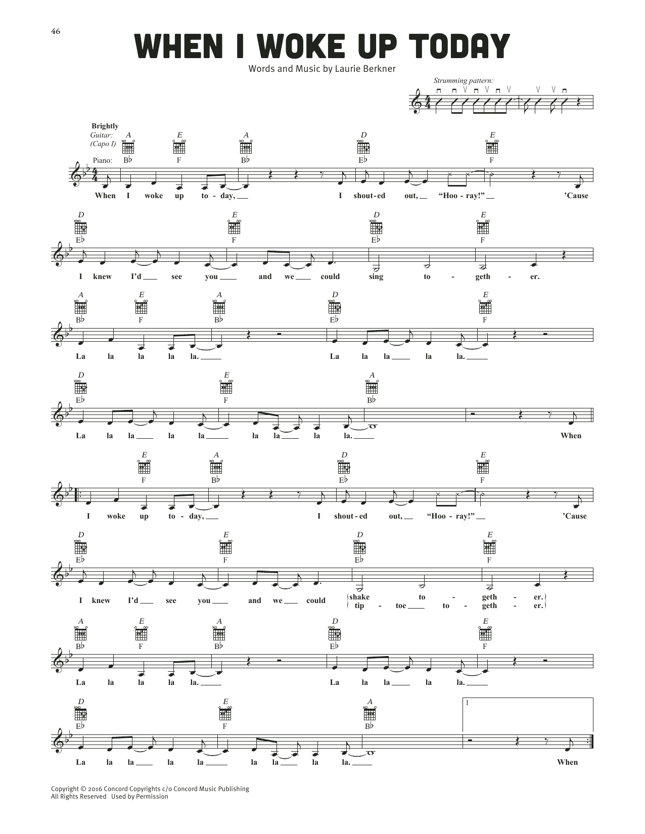 The Laurie Berkner Band When I Woke Up Today sheet music notes and chords arranged for Lead Sheet / Fake Book