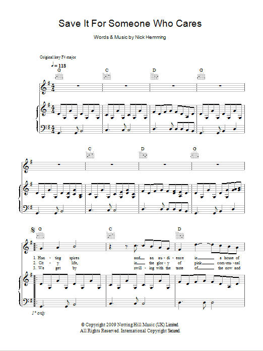 The Leisure Society Save It For Someone Who Cares sheet music notes and chords arranged for Piano, Vocal & Guitar Chords