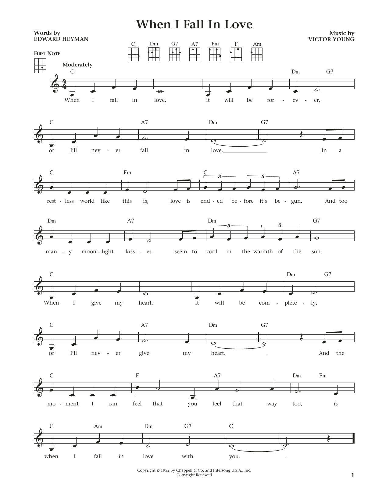 The Lettermen When I Fall In Love (from The Daily Ukulele) (arr. Liz and Jim Beloff) sheet music notes and chords. Download Printable PDF.