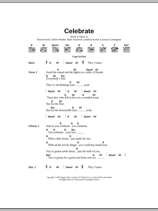 The Levellers Celebrate sheet music notes and chords. Download Printable PDF.