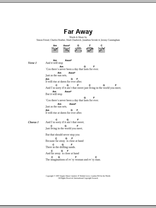 The Levellers Far Away sheet music notes and chords. Download Printable PDF.