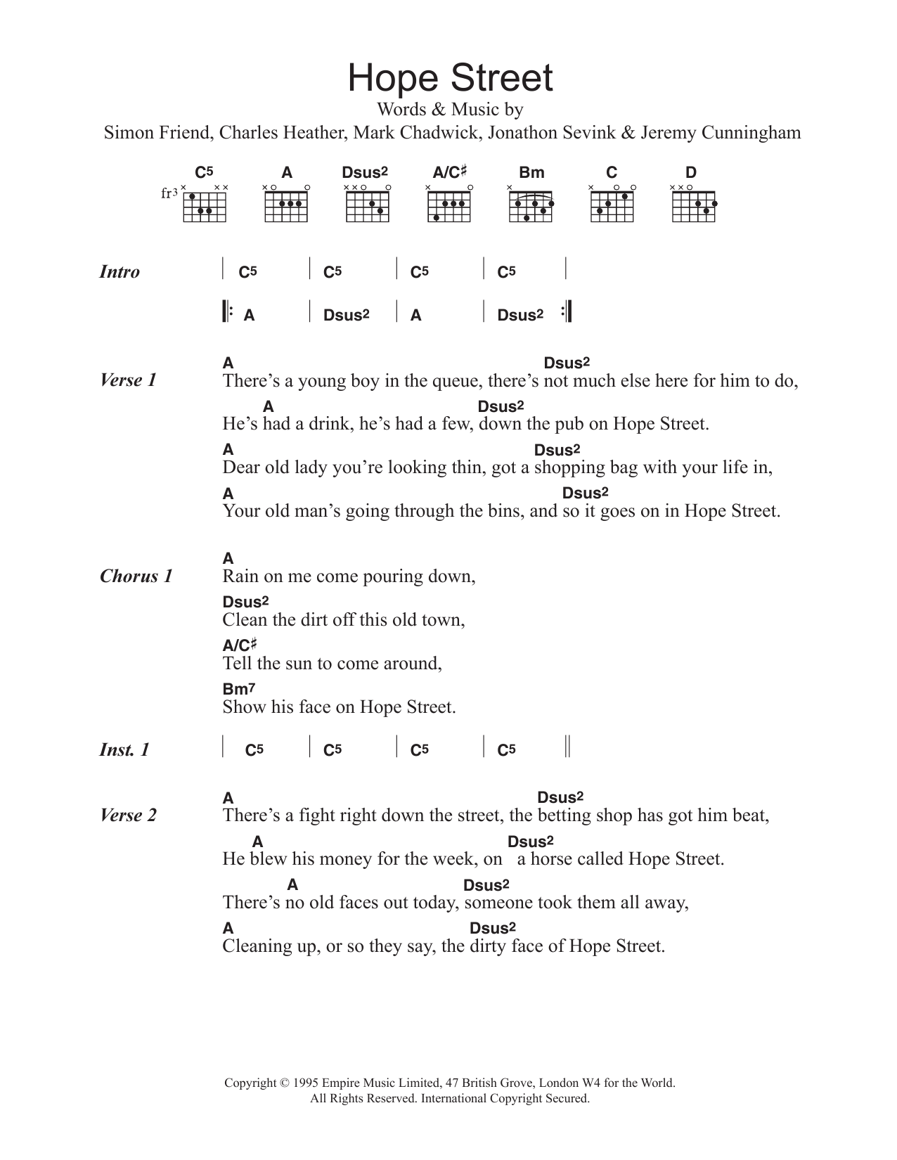 Learn to play The Levellers Hope Street sheet music for Piano, Vocal & Guitar Chords in minutes. Price: 7.8900$ The Levellers Hope Street sheet music notes and chords arranged for Piano, Vocal & Guitar Chords