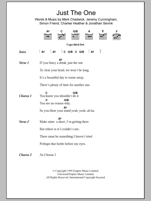 The Levellers Just The One sheet music notes and chords. Download Printable PDF.