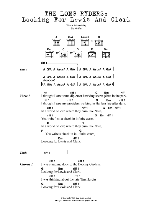 The Long Ryders Looking For Lewis And Clark sheet music notes and chords. Download Printable PDF.