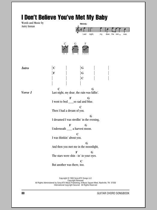 The Louvin Brothers I Don't Believe You've Met My Baby sheet music notes and chords. Download Printable PDF.