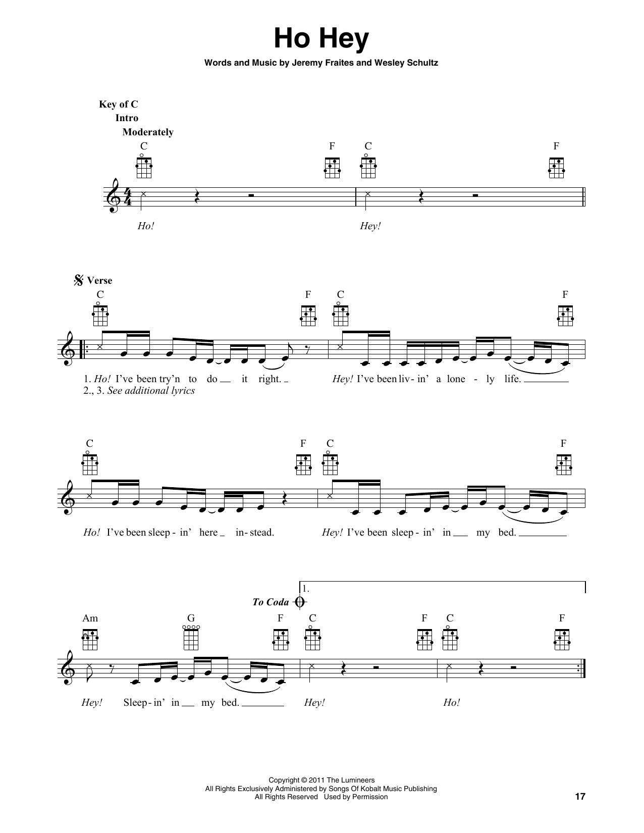 Learn to play The Lumineers Ho Hey (arr. Fred Sokolow) sheet music for Banjo Tab in minutes. Price: 7.8900$ The Lumineers Ho Hey (arr. Fred Sokolow) sheet music notes and chords arranged for Banjo Tab