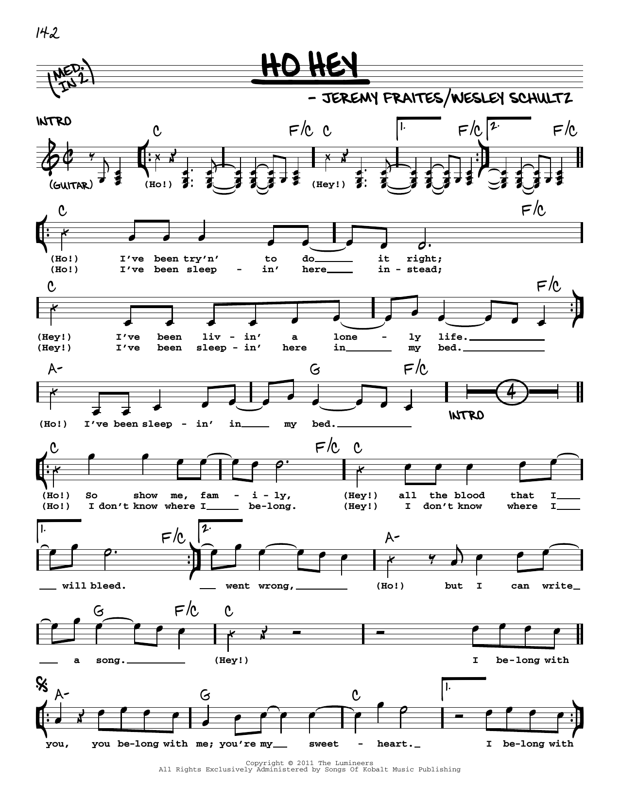 The Lumineers Ho Hey sheet music notes and chords arranged for Ukulele