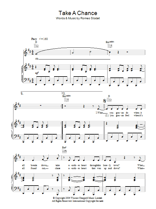 Learn to play The Magic Numbers Take A Chance sheet music for Piano, Vocal & Guitar Chords in minutes. Price: 7.8900$ The Magic Numbers Take A Chance sheet music notes and chords arranged for Piano, Vocal & Guitar Chords