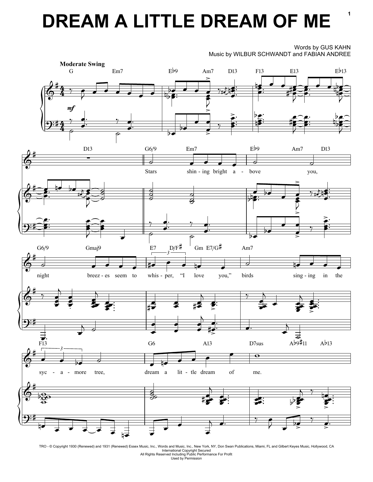 The Mamas & The Papas Dream A Little Dream Of Me [Jazz version] (arr. Brent Edstrom) sheet music notes and chords. Download Printable PDF.