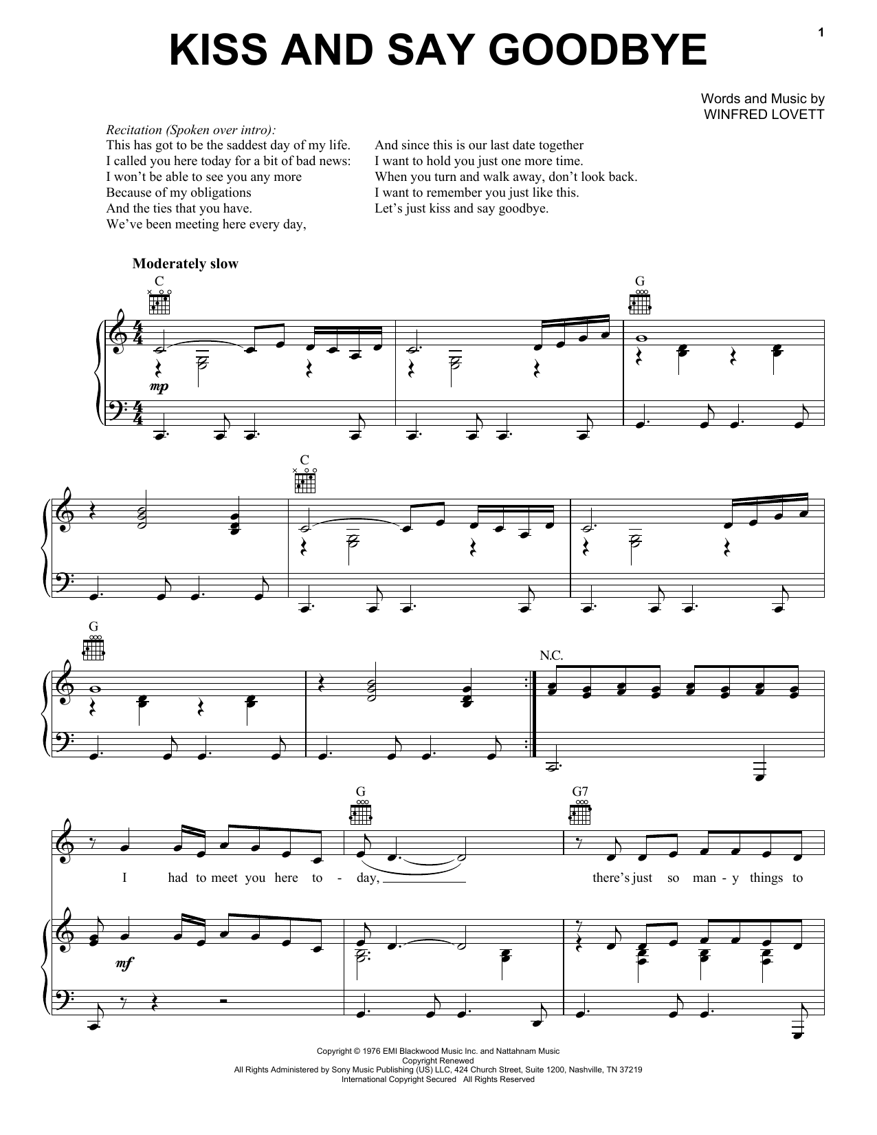 The Manhattans Kiss And Say Goodbye sheet music notes and chords. Download Printable PDF.