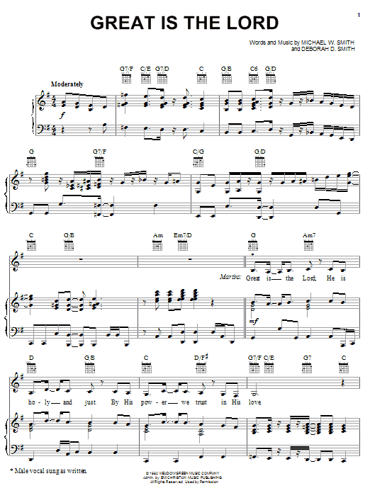 The Martins Great Is The Lord sheet music notes and chords. Download Printable PDF.