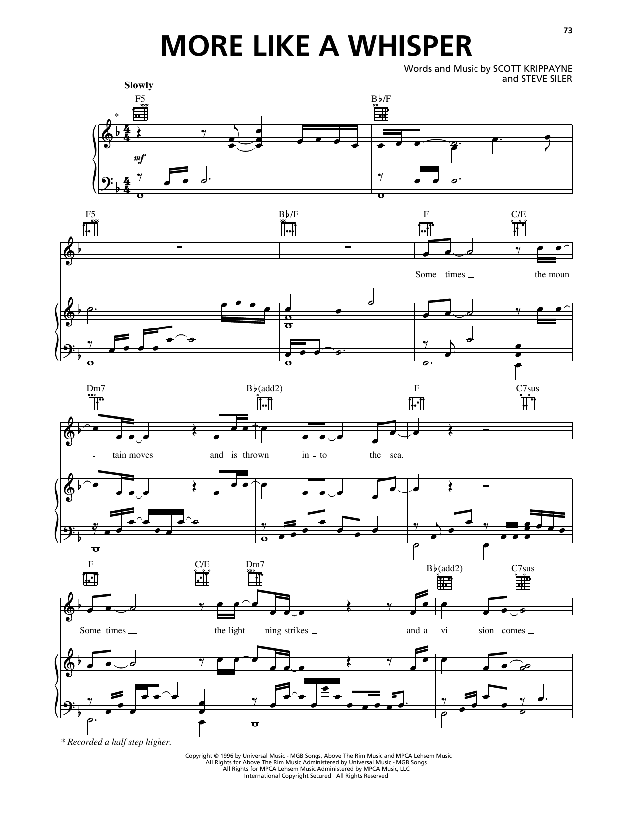 Learn to play The Martins More Like A Whisper sheet music for Piano, Vocal & Guitar Chords (Right-Hand Melody) in minutes. Price: 7.8900$ The Martins More Like A Whisper sheet music notes and chords arranged for Piano, Vocal & Guitar Chords (Right-Hand Melody)