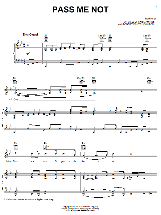 Learn to play The Martins Pass Me Not sheet music for Piano, Vocal & Guitar Chords (Right-Hand Melody) in minutes. Price: 7.8900$ The Martins Pass Me Not sheet music notes and chords arranged for Piano, Vocal & Guitar Chords (Right-Hand Melody)