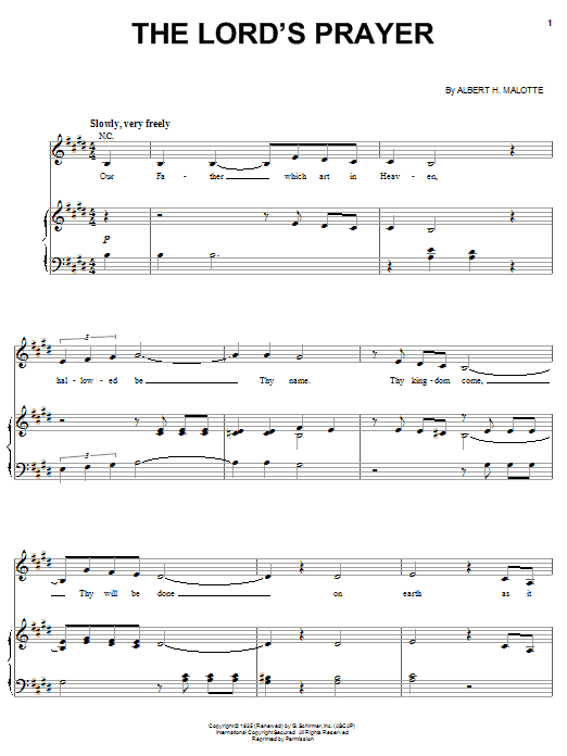 The Martins The Lord's Prayer sheet music notes and chords. Download Printable PDF.