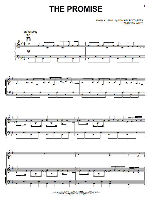 The Martins The Promise sheet music notes and chords. Download Printable PDF.