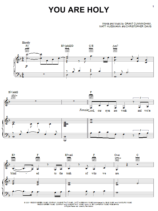 The Martins You Are Holy sheet music notes and chords. Download Printable PDF.